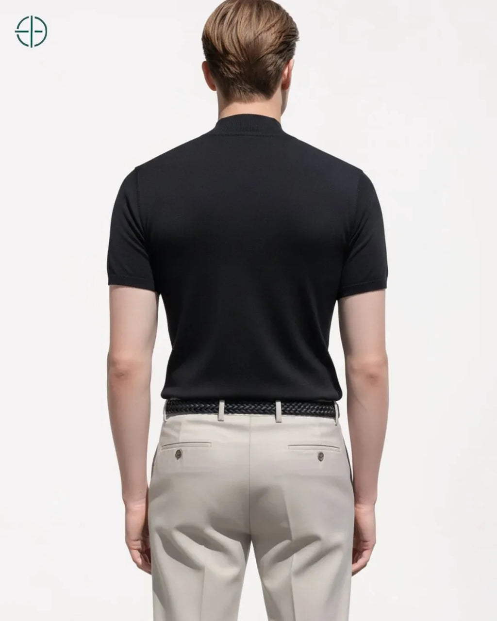 Camisa Masculina Canelada Gola Alta Preto | Rest Money™