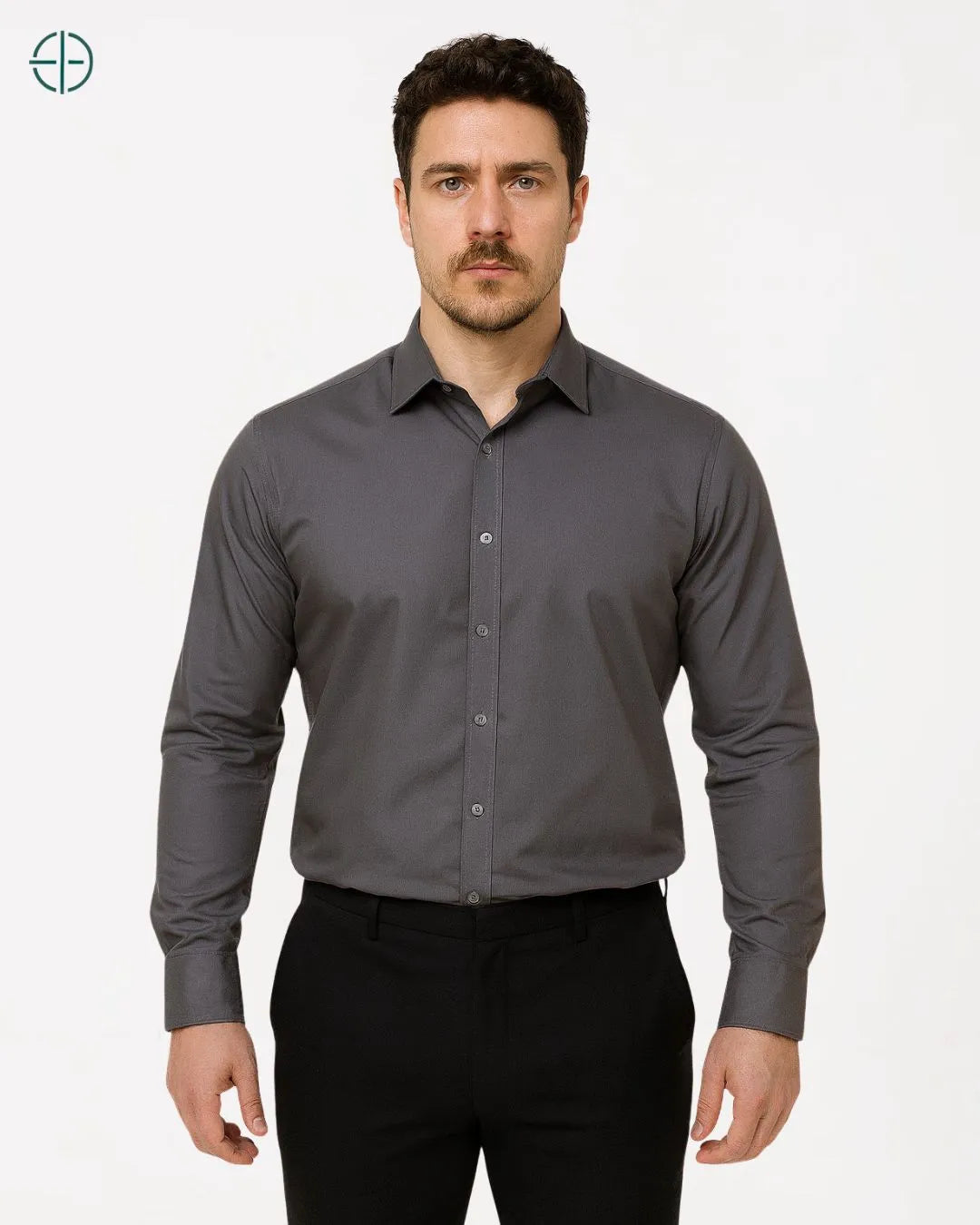 Camisa Social Masculina Slim Fit Manga Longa Cinza | Rest Money™