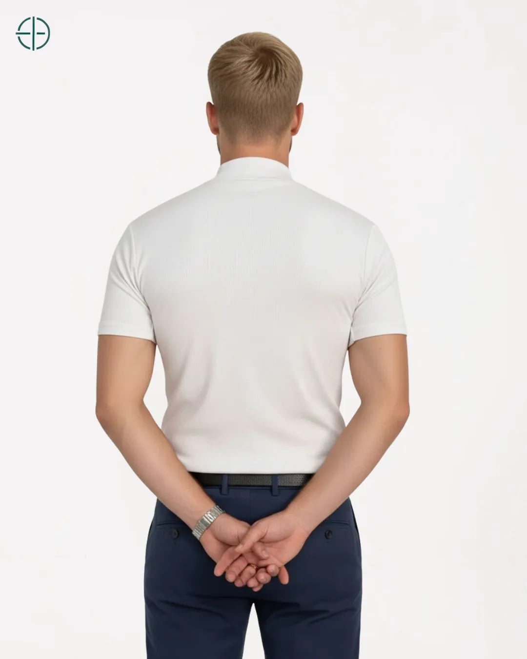 Camisa Masculina Canelada Gola Alta Branca | Rest Money™