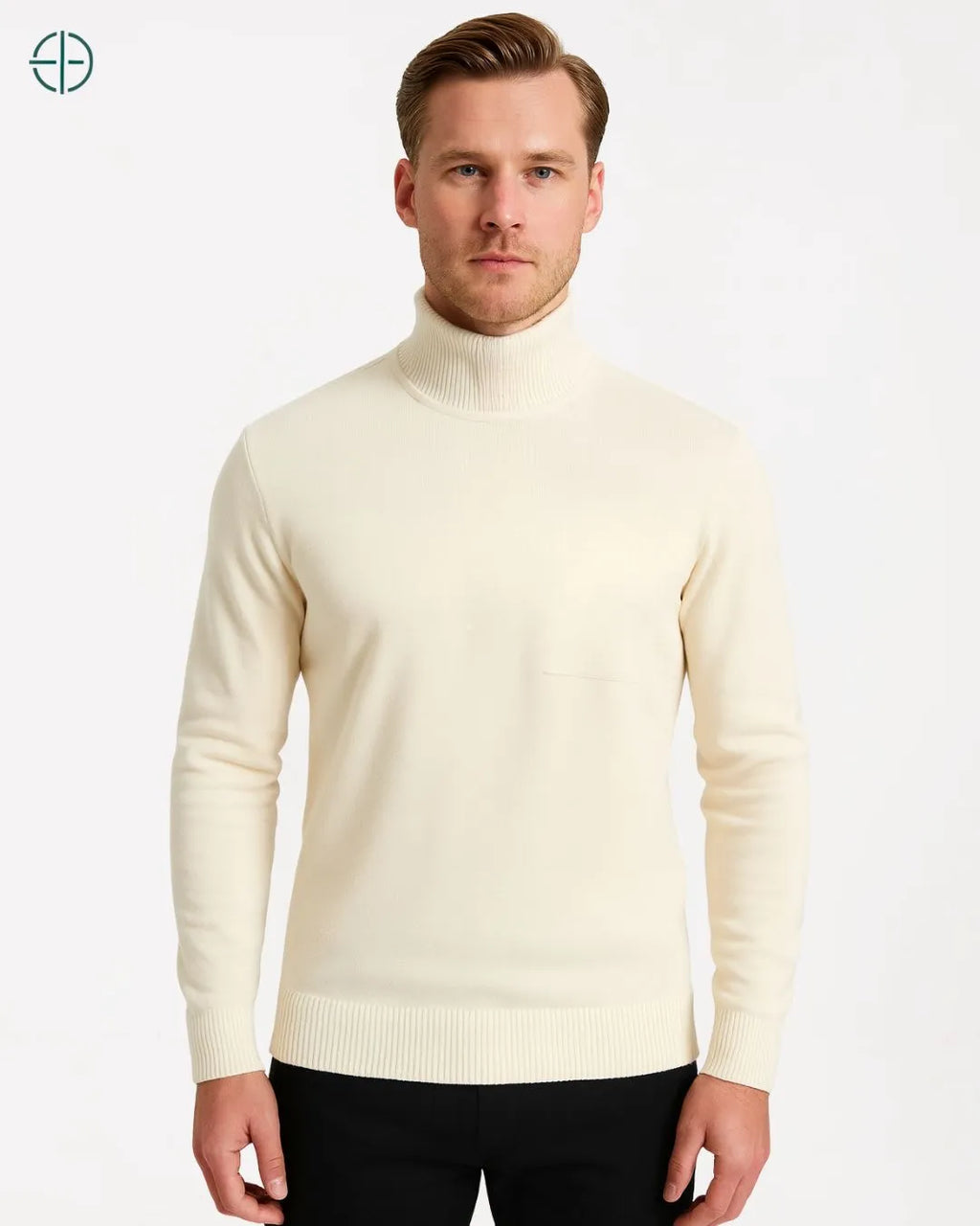 Suéter Gola Alta Masculino Bege | Rest Money™