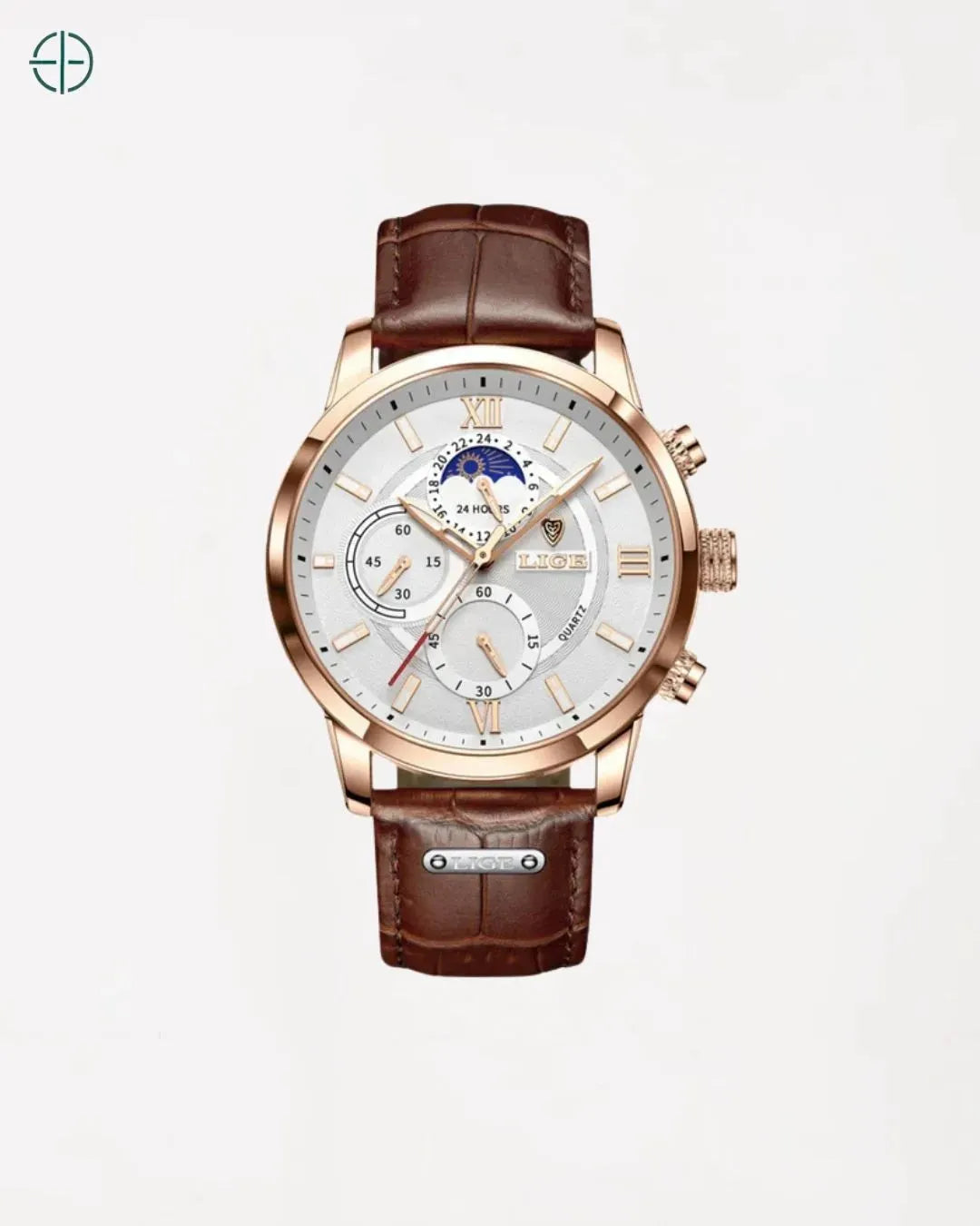 Relógio Clássico Lugano Marrom/Branco | Rest Money™