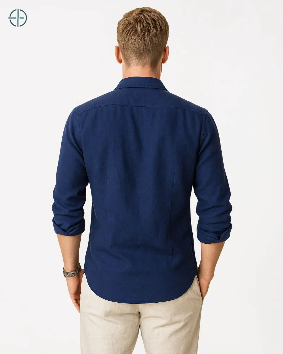 Camisa 100% Viscolinho Masculina Manga Longa Azul | Rest Money™