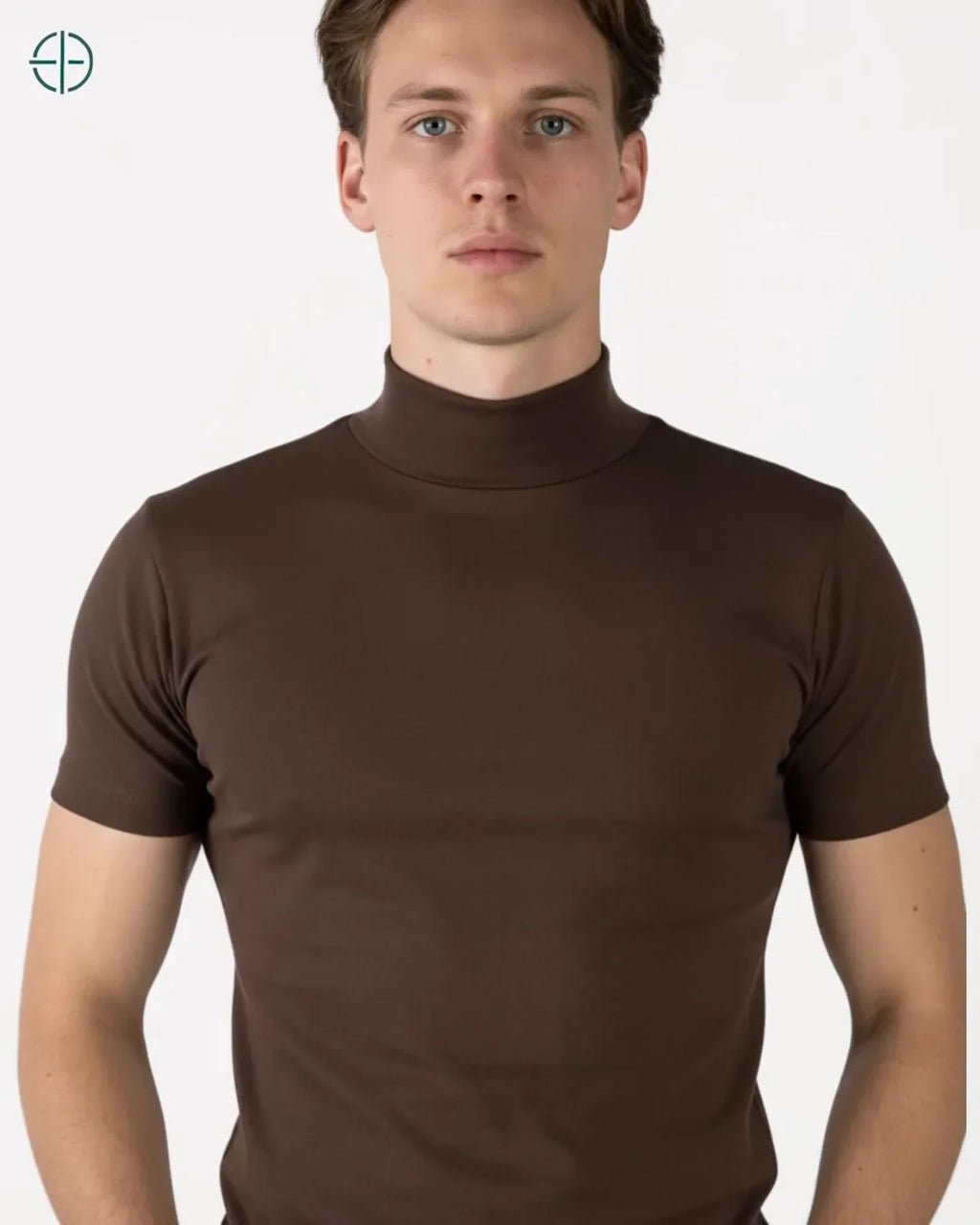 Camisa Masculina Canelada Gola Alta Marrom | Rest Money™