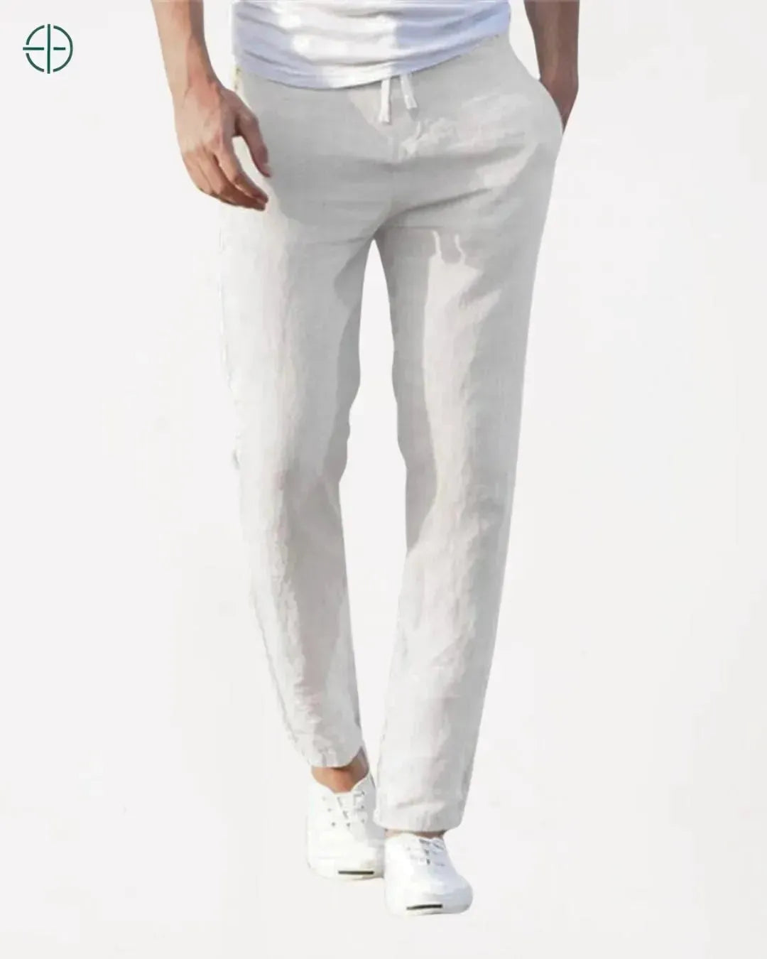 Calça Reta de Linho e Algodão Branca | Rest Money™