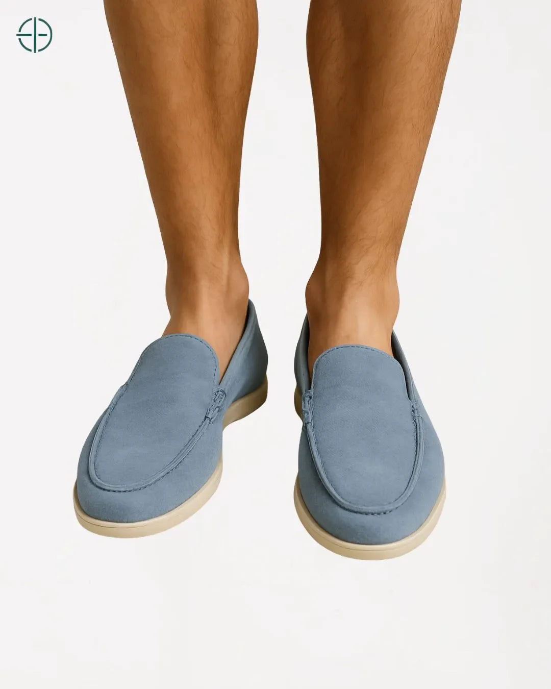 Mocassim de Camurça Old Money Azul Neblina | Rest Money™