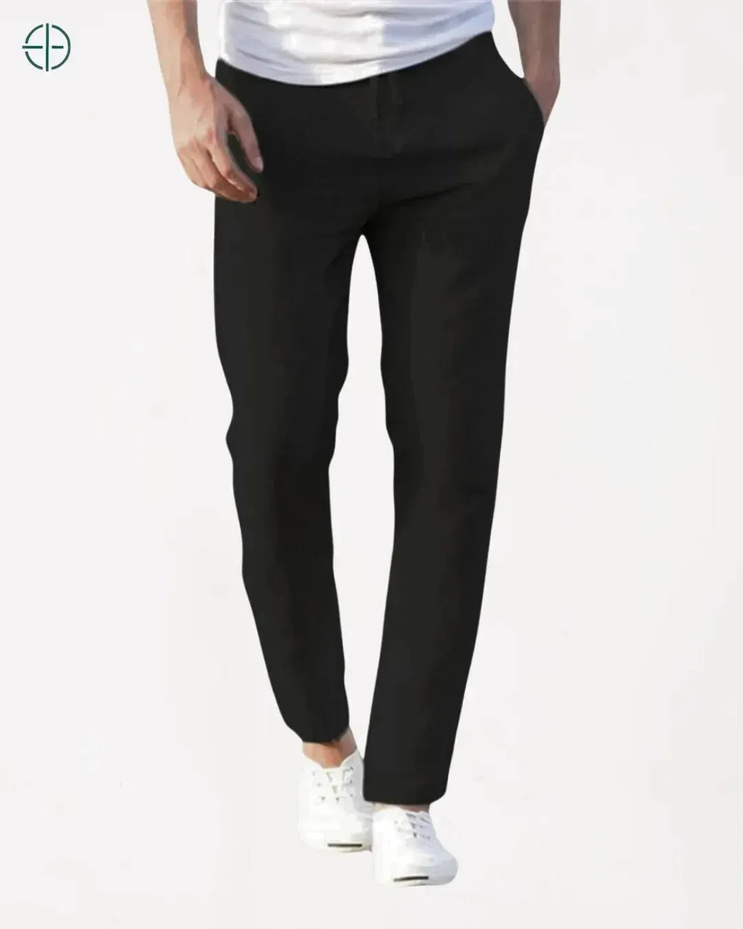 Calça Reta de Linho e Algodão Preto | Rest Money™