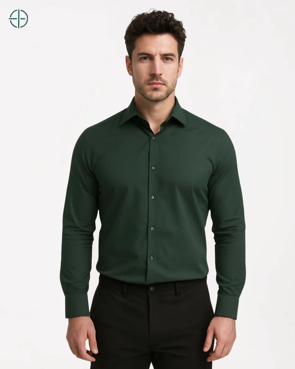 Camisa Social Masculina Slim Fit Manga Longa Verde | Rest Money™
