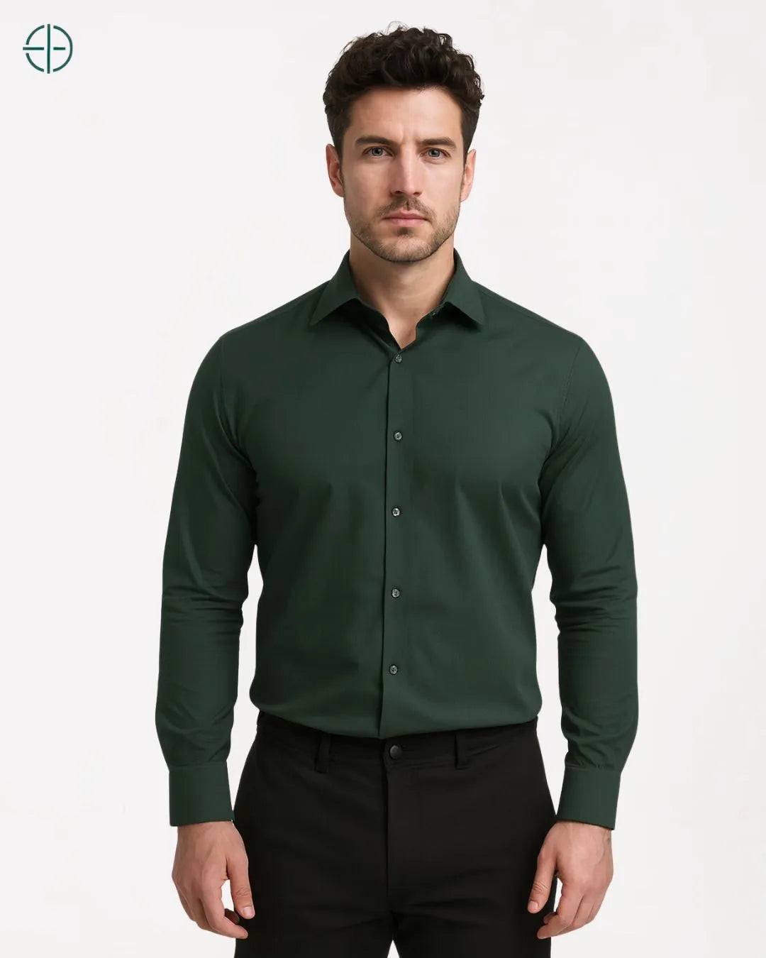 Camisa Social Masculina Slim Fit Manga Longa Verde | Rest Money™