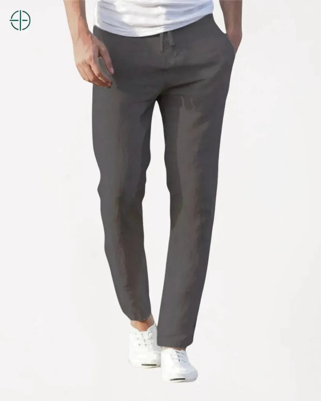 Calça Reta de Linho e Algodão Cinza | Rest Money™