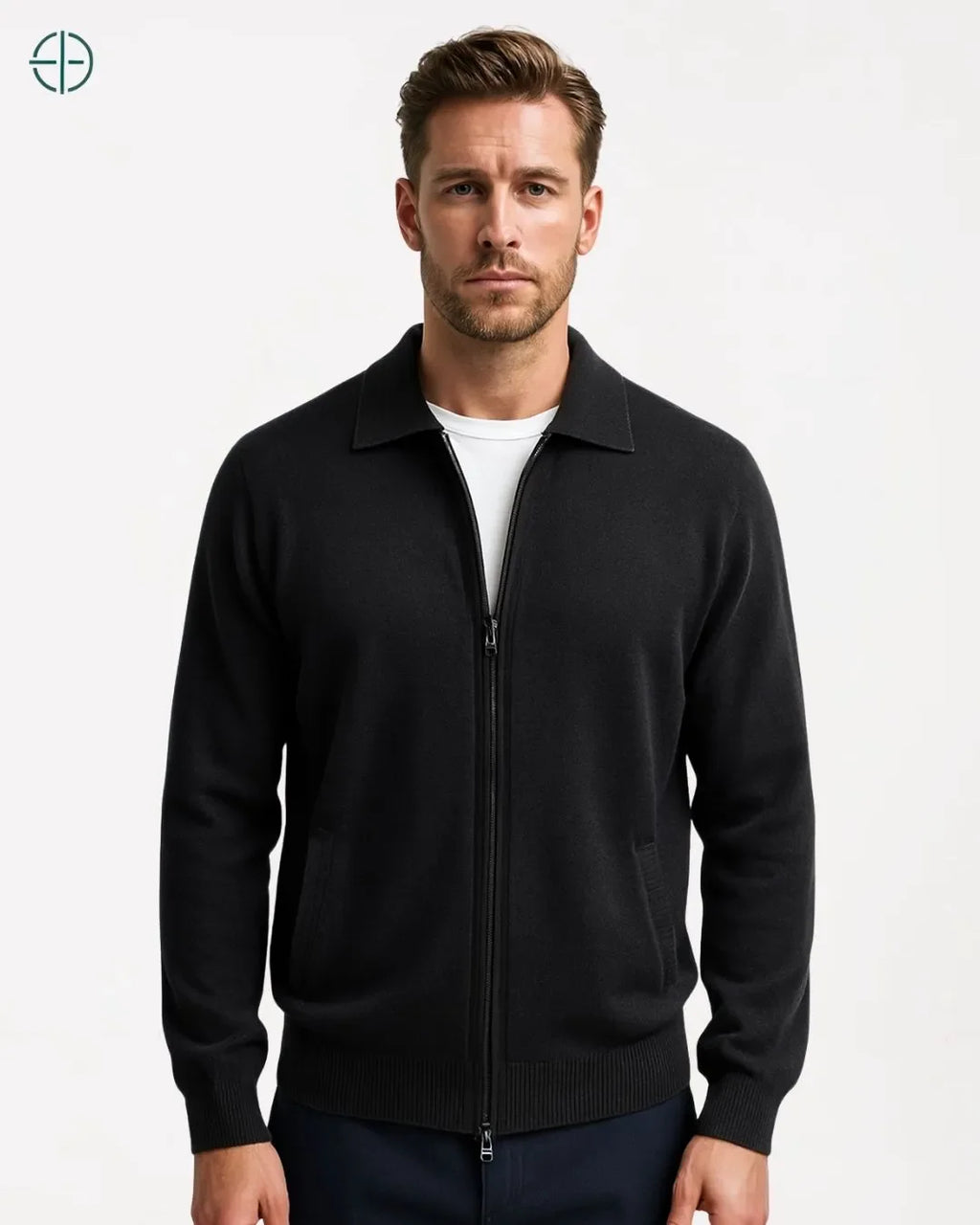 Cardigan Lapela 100% Caxemira Masculino | Rest Money™