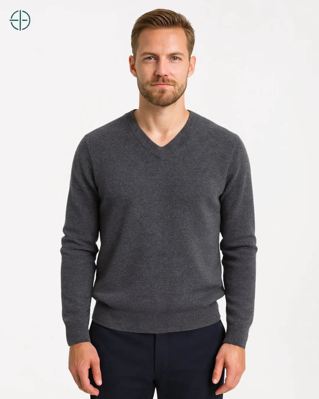 Casaco Engrossado Gola V 100% Caxemira | Rest Money™