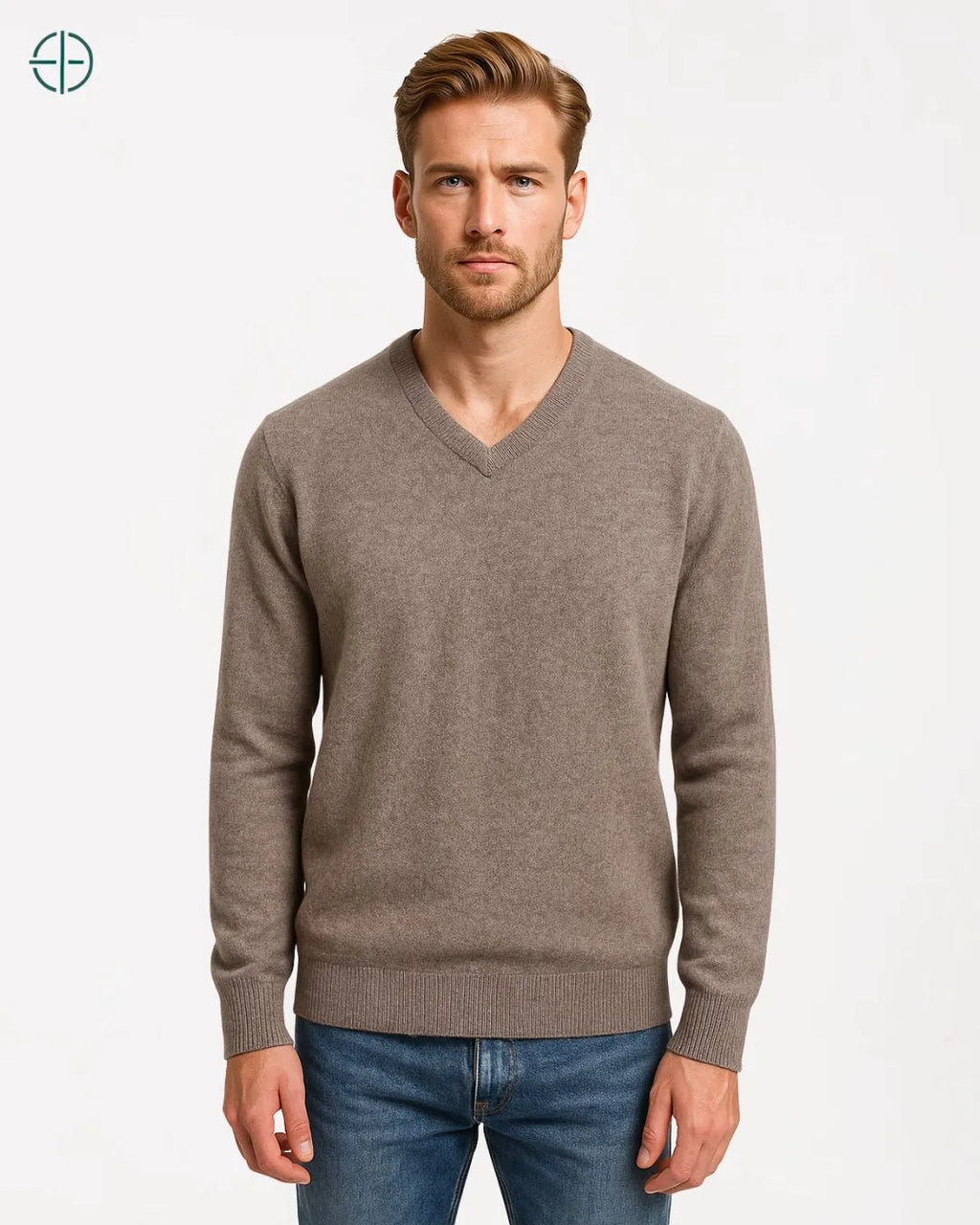Casaco Engrossado Gola V 100% Caxemira | Rest Money™