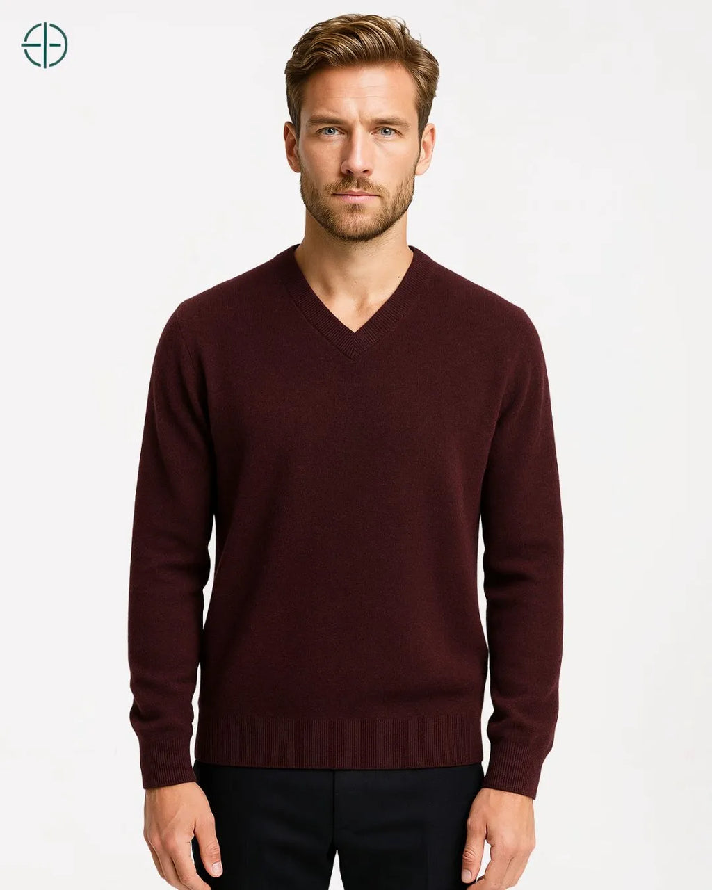 Casaco Engrossado Gola V 100% Caxemira | Rest Money™