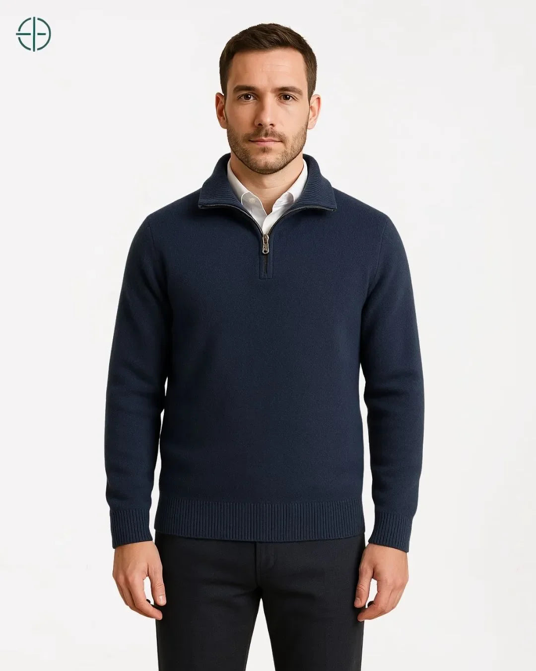 Pulôver Meio Zíper 100% Caxemira | Rest Money™