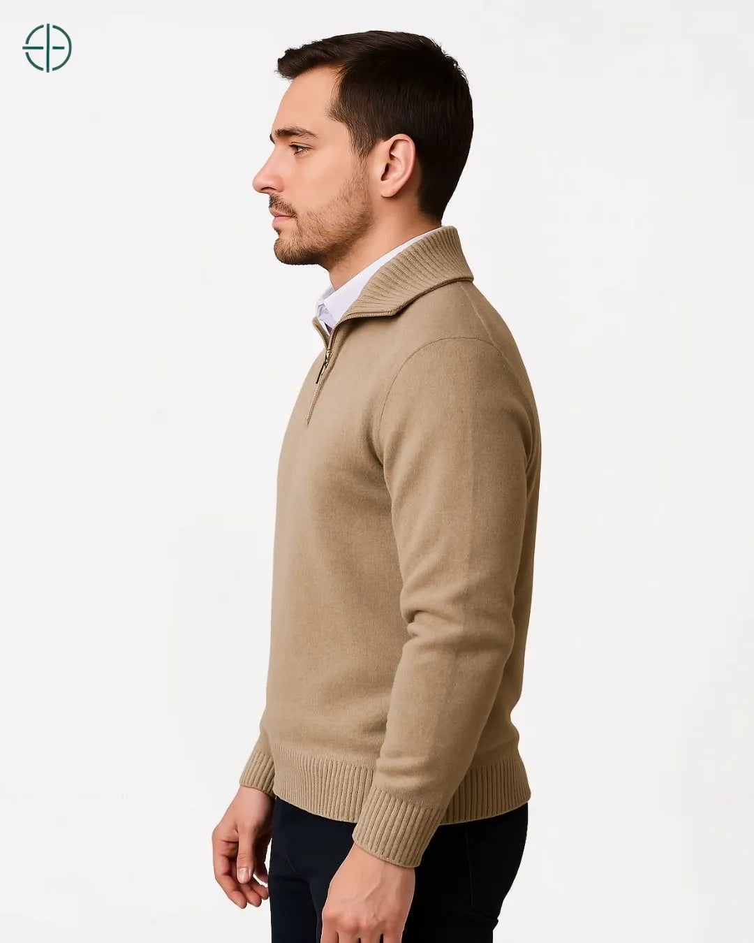 Pulôver Meio Zíper 100% Caxemira | Rest Money™