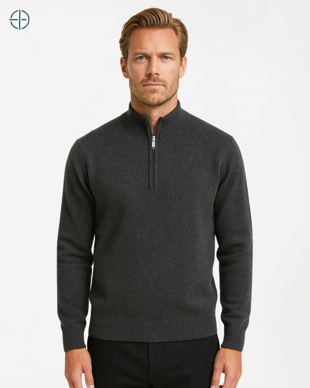 Pulôver Meio Zíper Pluz Size 100% Caxemira | Rest Money™