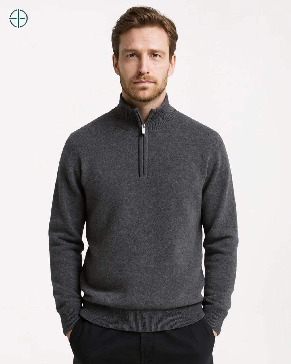 Pulôver Meio Zíper Pluz Size 100% Caxemira | Rest Money™