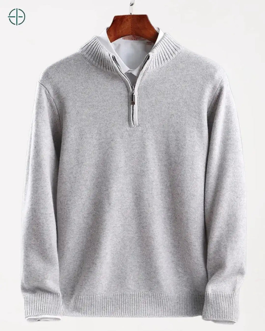 Suéter Meio Zíper Gola Alta 100% Caxemira | Rest Money™