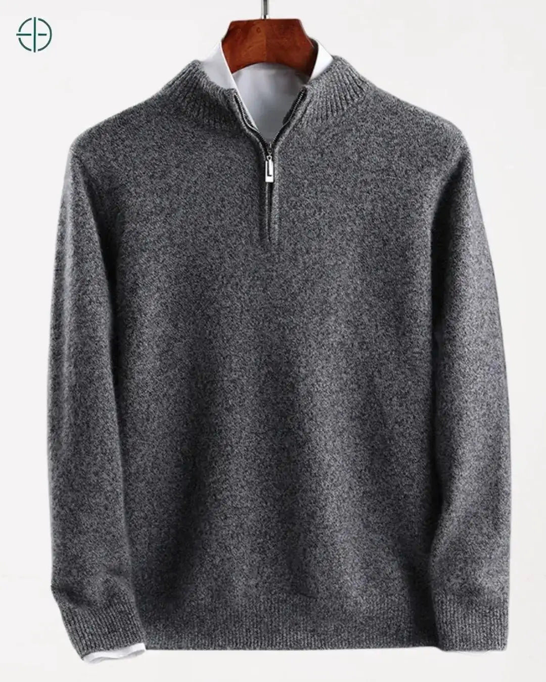 Suéter Meio Zíper Gola Alta 100% Caxemira | Rest Money™