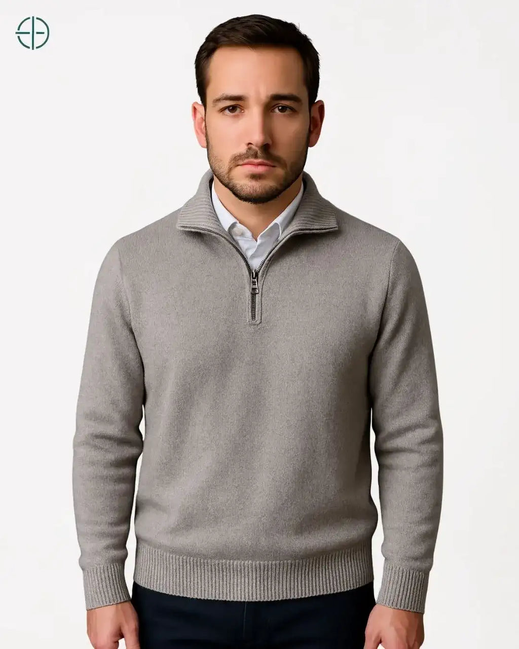 Suéter Meio Zíper Gola Alta 100% Caxemira | Rest Money™