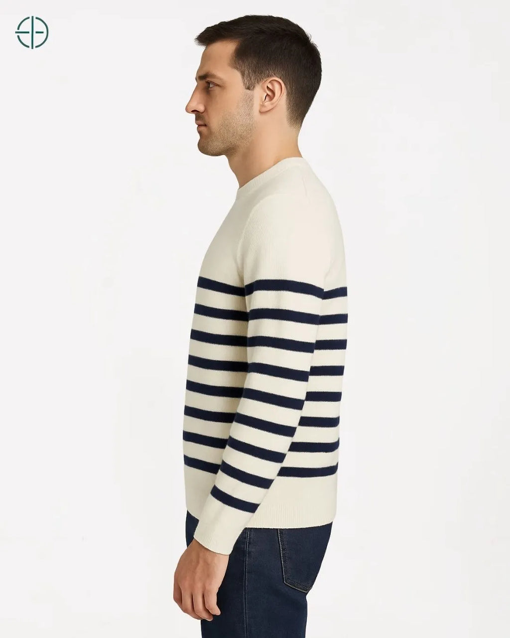 Suéter Meio Listrado 100% Caxemira | Rest Money™
