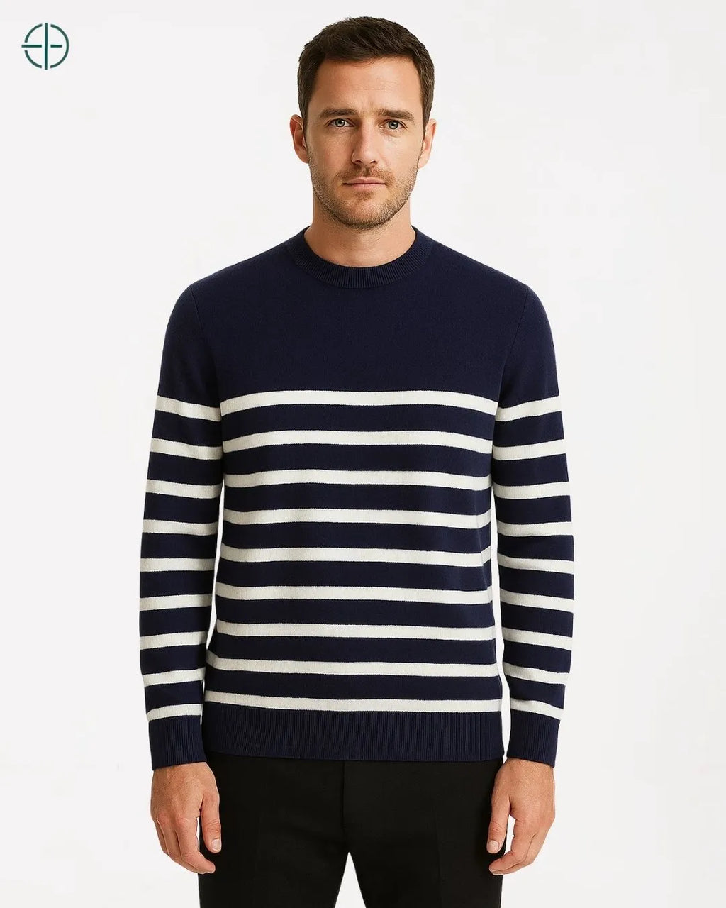 Suéter Meio Listrado 100% Caxemira | Rest Money™