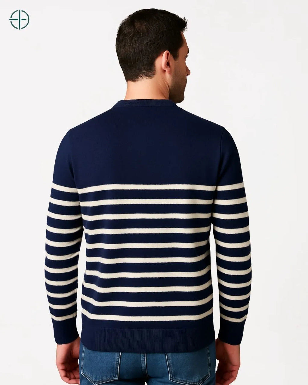 Suéter Meio Listrado 100% Caxemira | Rest Money™