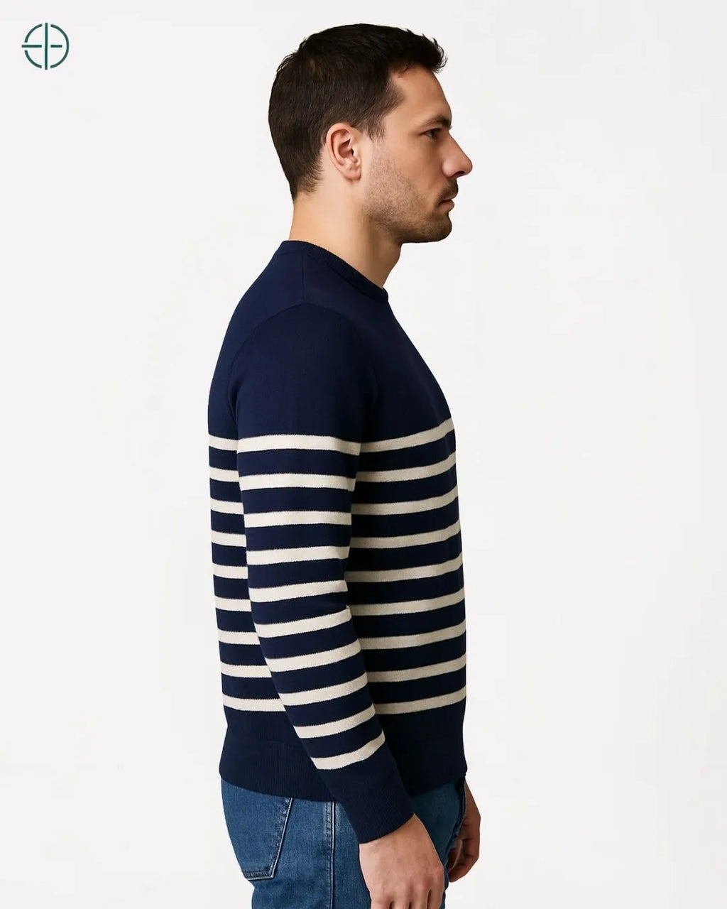 Suéter Meio Listrado 100% Caxemira | Rest Money™