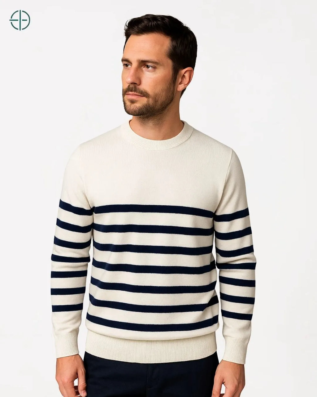 Suéter Meio Listrado 100% Caxemira | Rest Money™