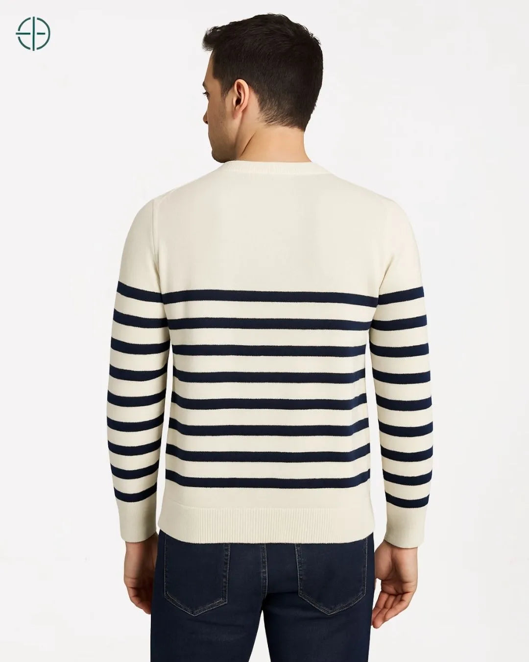 Suéter Meio Listrado 100% Caxemira | Rest Money™