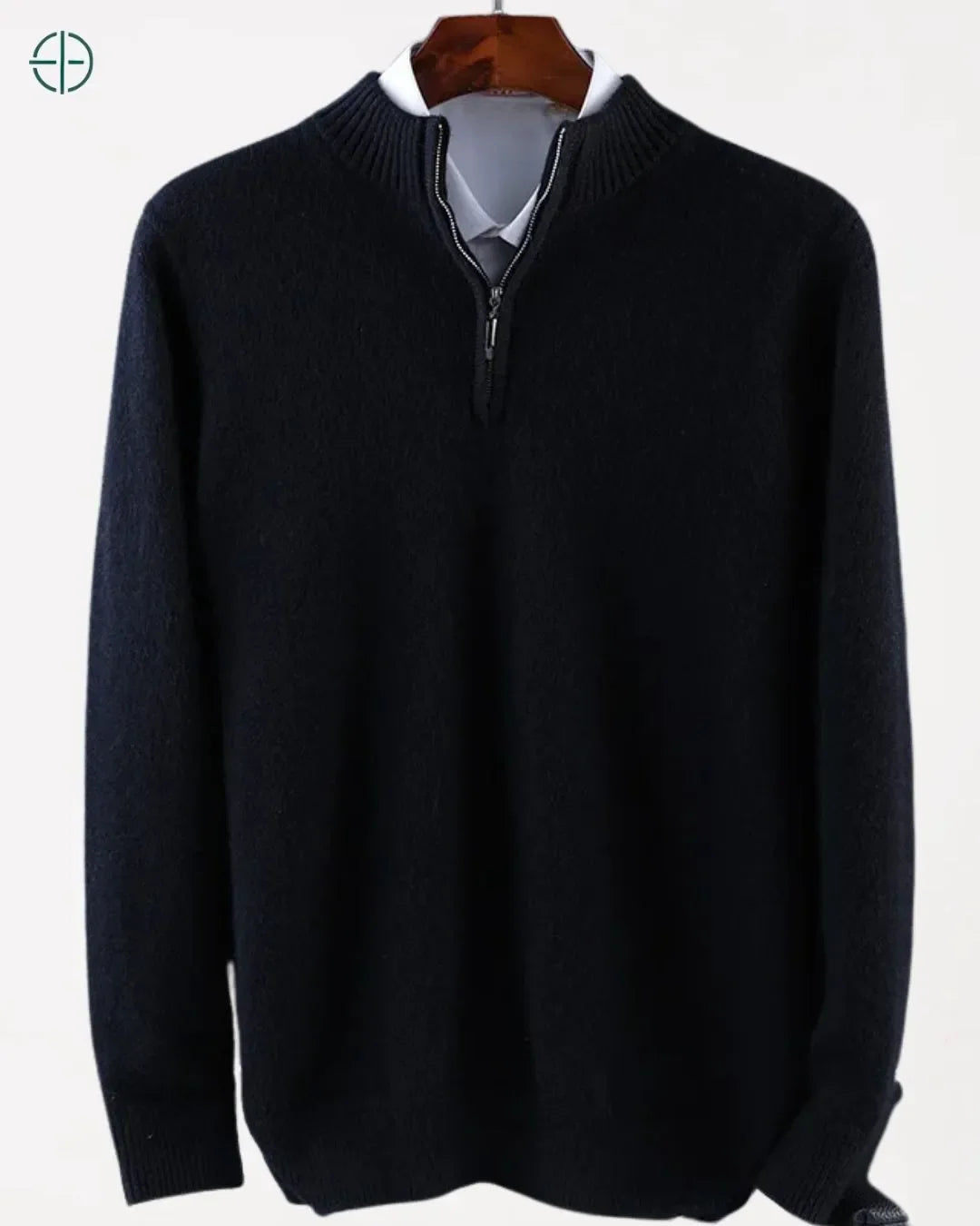 Suéter Meio Zíper Gola Alta 100% Caxemira | Rest Money™
