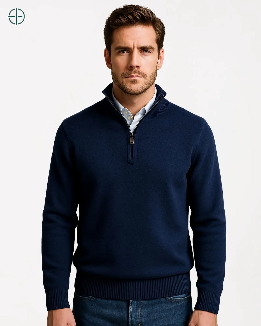 Suéter Meio Zíper Gola Alta 100% Caxemira | Rest Money™