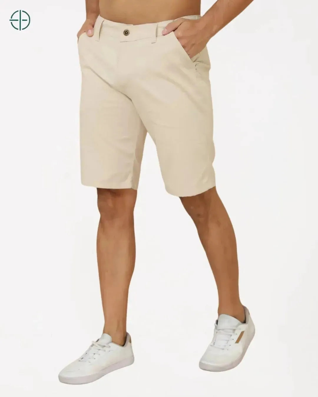 Bermuda Masculina de Sarja | Bolso Faca Bege | Rest Money™