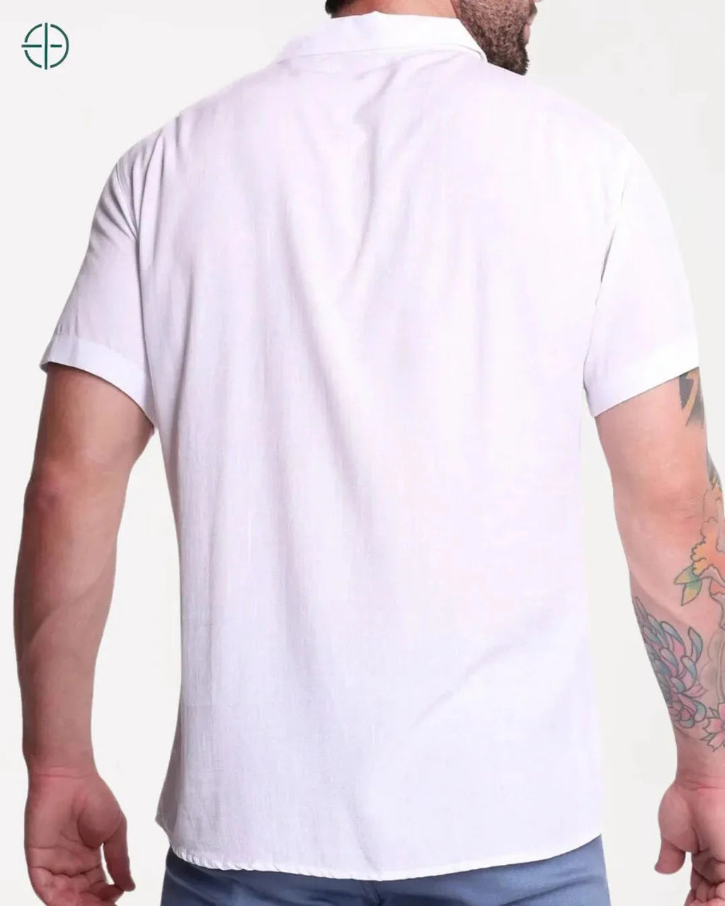 Camisa 100% Viscolinho Masculina Manga Curta Branco | Rest Money™