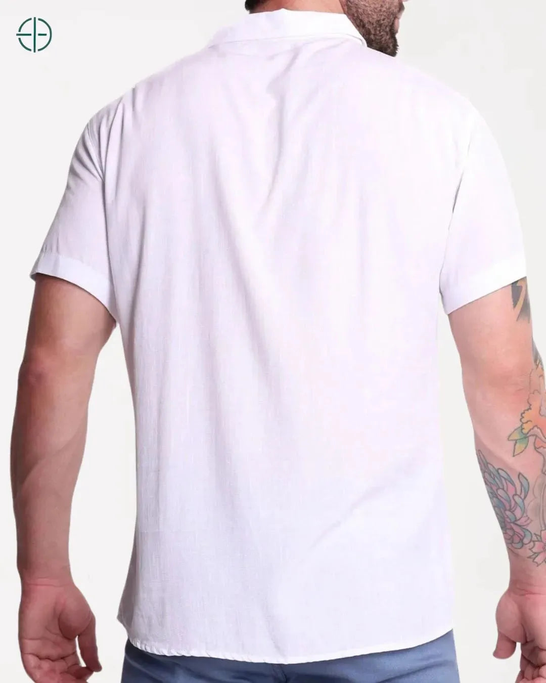 Camisa 100% Viscolinho Masculina Manga Curta Branco | Rest Money™