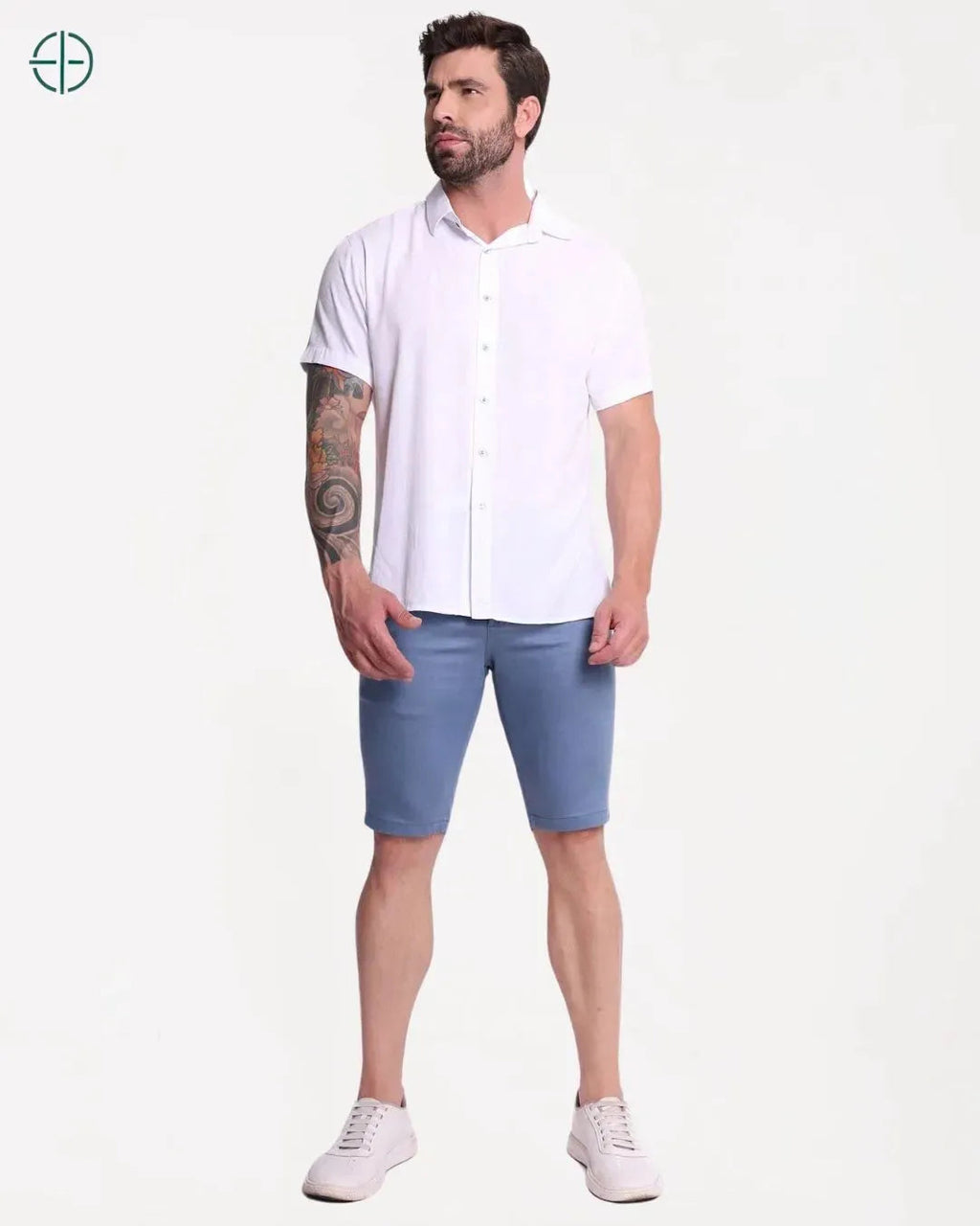 Camisa 100% Viscolinho Masculina Manga Curta Branco | Rest Money™