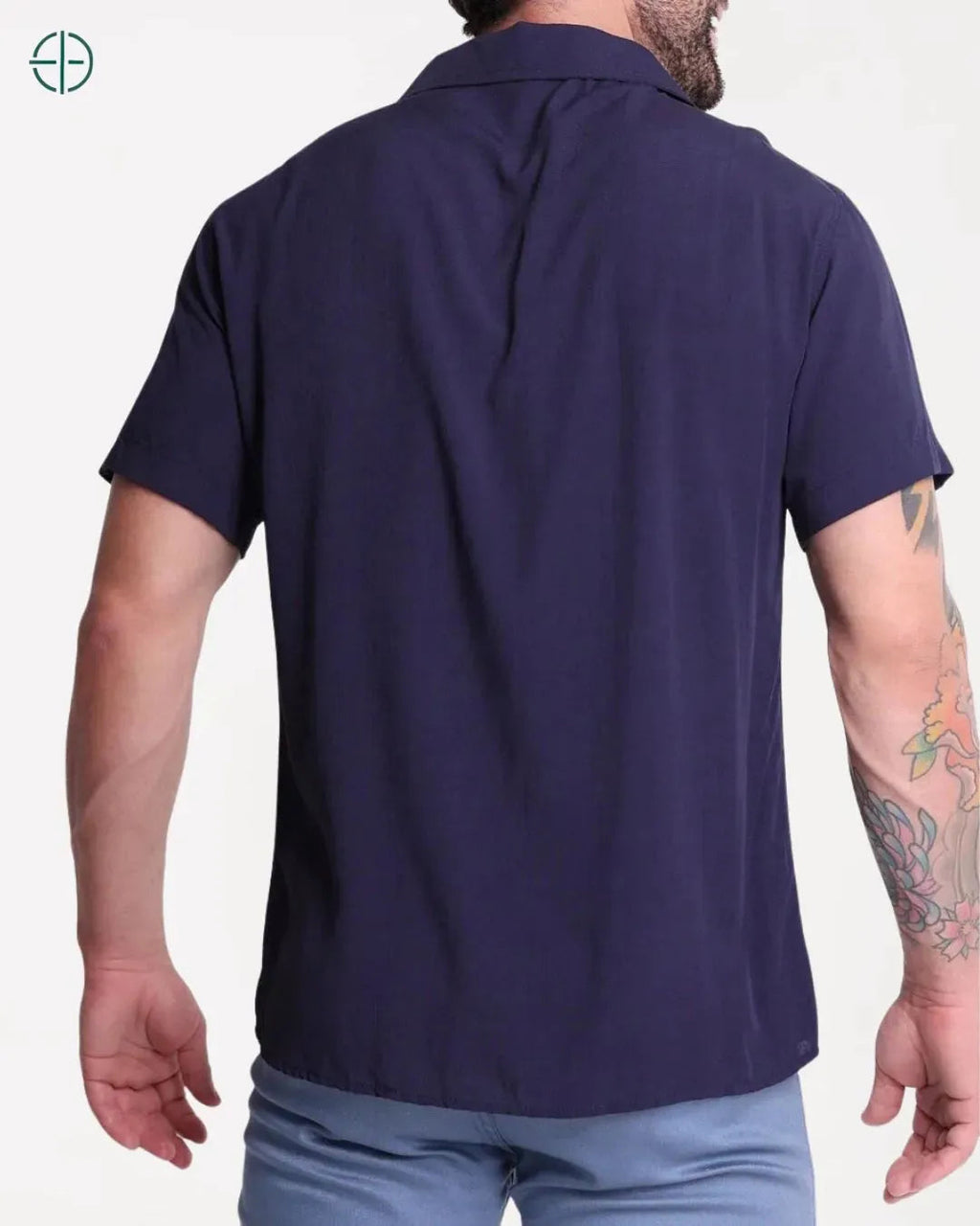 Camisa 100% Viscolinho Masculina Manga Curta Azul | Rest Money™